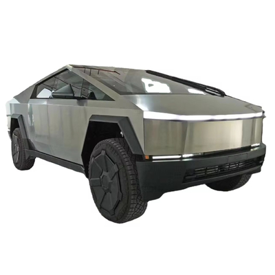 Silver Tesla Cyber Off-Road Pickup Truck with All Steel Body and 180 Km/h Max Speed