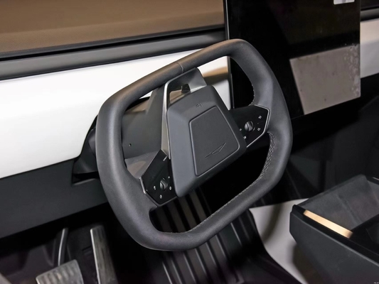 Silver Tesla Cyber Off-Road Pickup Truck with All Steel Body and 180 Km/h Max Speed